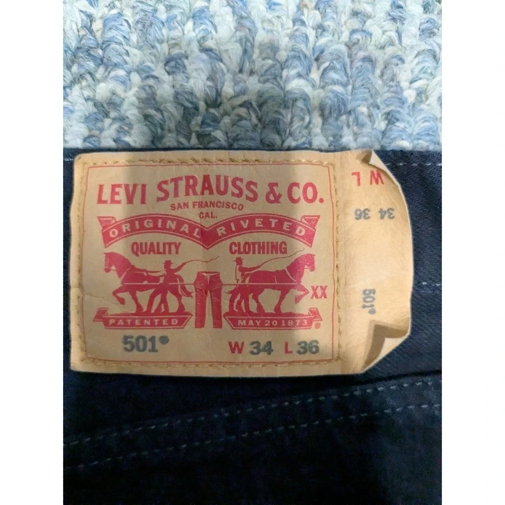 Levis 501 Original Fit Mens Black Straight Leg Button Fly Jeans W34 L36